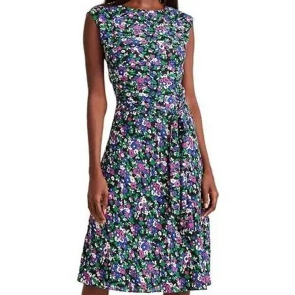 Lauren Ralph Lauren Vilodie Purple Floral Sleeveless Dress Plus Size 14